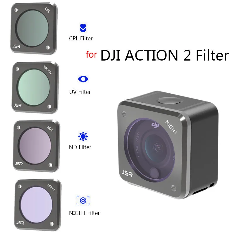 เลนส์กรองสำหรับ DJI Action 2 MCUV CPL ND4 ND8 ND16 ND32 ND64 ND1000ตัวกรองชุดอุปกรณ์เสริม