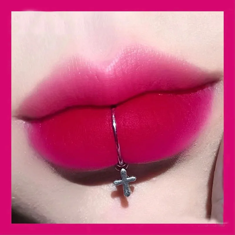 Stainless Steel Zircon Fake Lip Ring Dangle Lip Clip No Puncture Labret Stud Fake Piercing Septum Goth Sexy Lip Jewelry Body