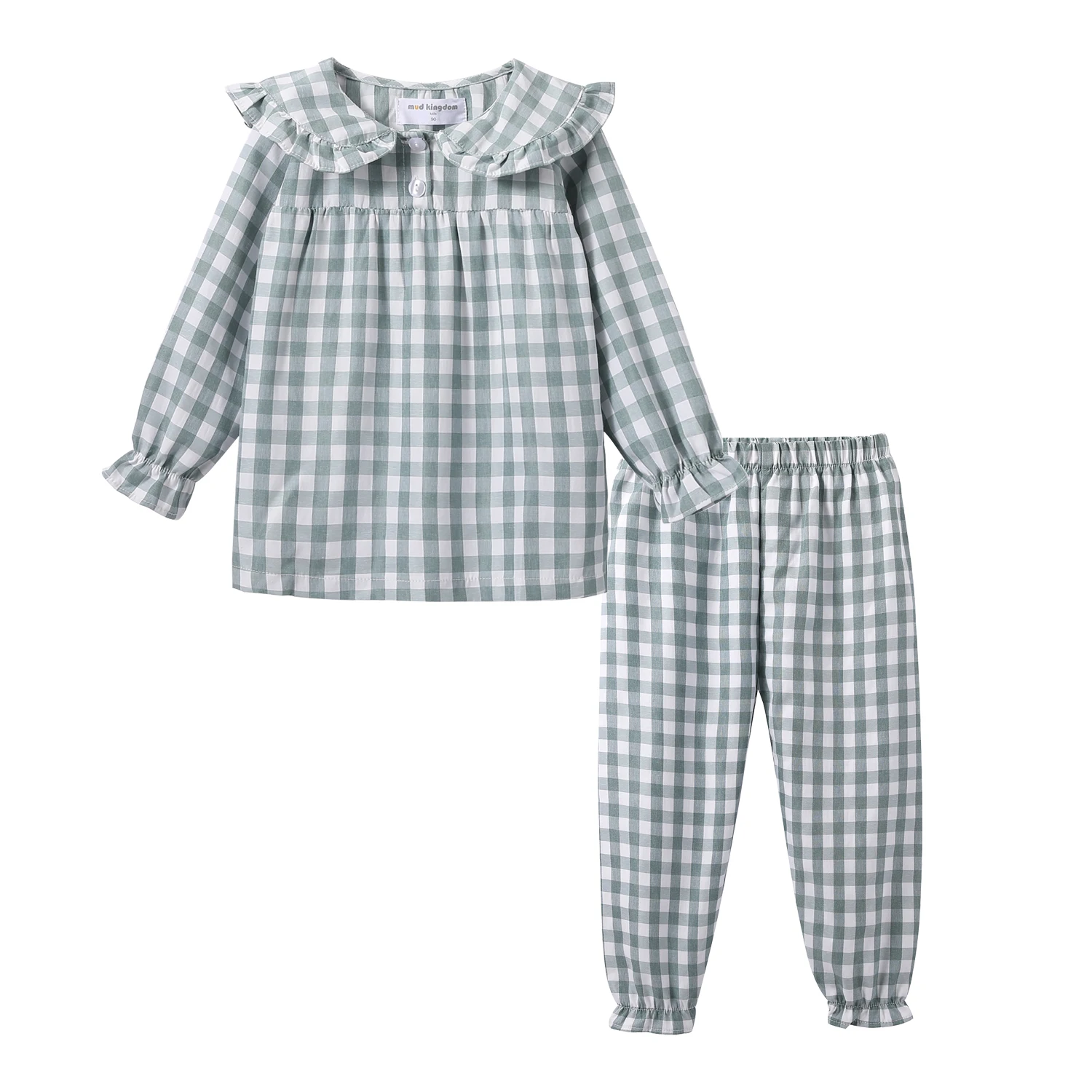 Mudkingdom Girls pigiama Set Peter Pan Collar Cute Plaid Girl pigiama Suit Homewear Toddler pigiama ragazze Jammies Sleepwear