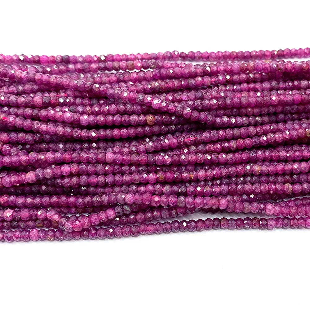 Veemake Ruby Natural Gemstone DIY Necklace Bracelets Earrings Ring Faceted Small Rondelle Women\'s Beads For Jewelry Making 06690