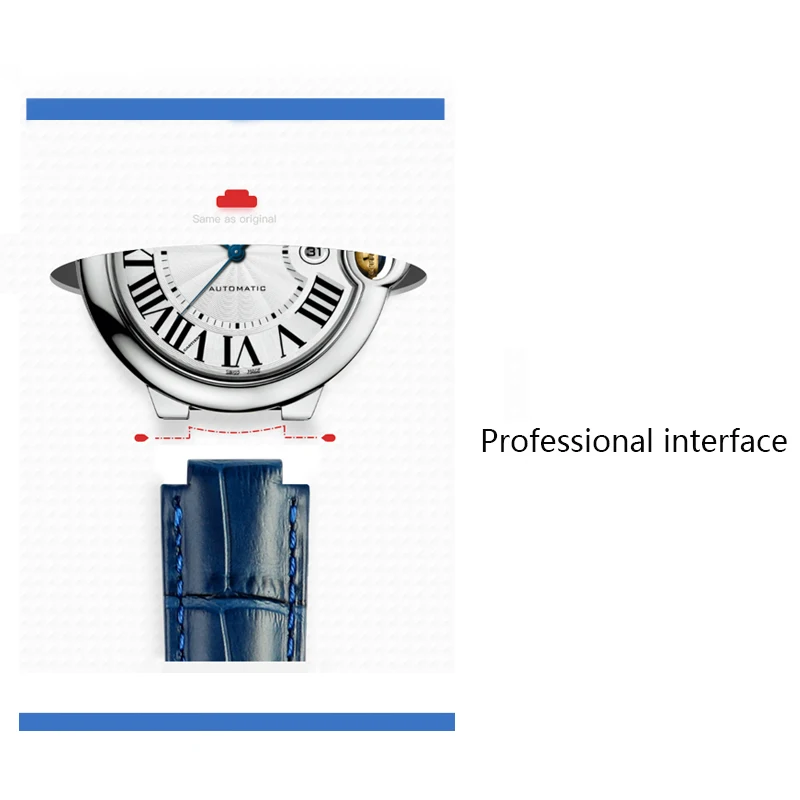 Genuine Leather watchband for Ballon Bleu wrist band men female convex leather strap 14*8mm 18*11mm 20*12mm Fashion bracelet
