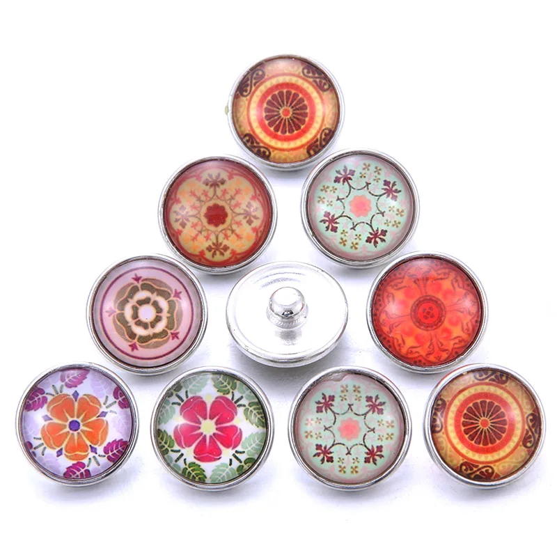 5pcs/lot New Glass Snap Jewelry Mixed Beautiful Exotic Animal Pattern 18mm Glass Snap Buttons For DIY Snap Bracelet