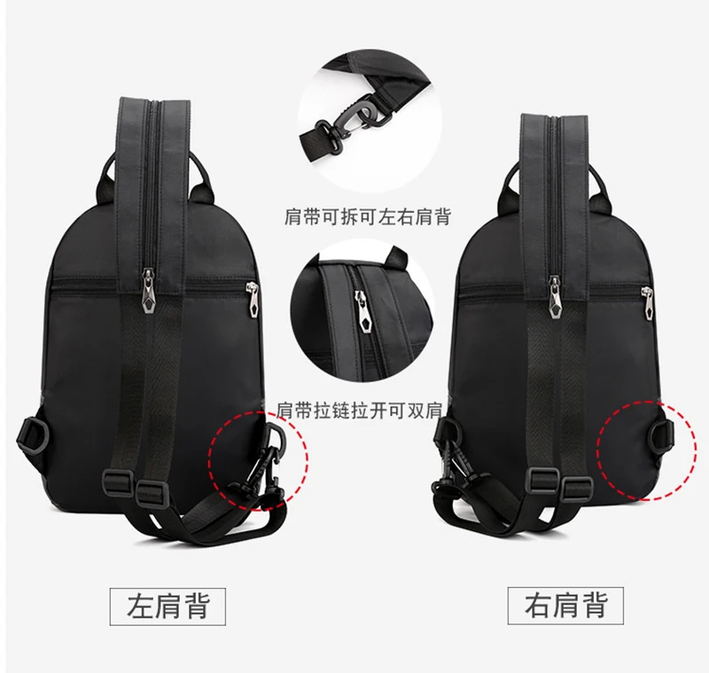 Männer Kleine Rucksack Rucksack Messenger Cross Body Brust Taschen Mehrzweck Military Reise Nylon Männlichen Mode Daypack Rucksack – Detail 15