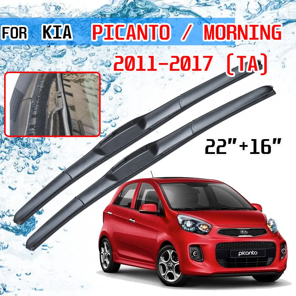 For KIA Picanto Morning 2011 2012 2013 2014 2015 2016 2017 Accessories Front Windscreen Wiper Blade Brushes for Car U J Hook