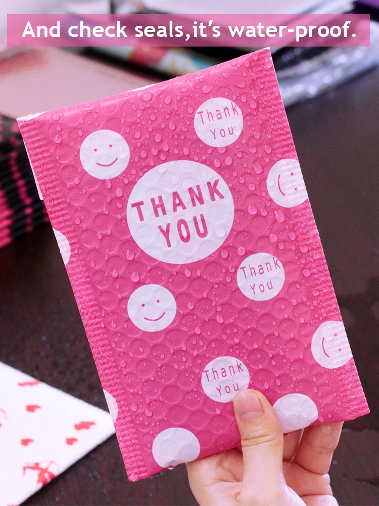 50PCS Pink Polka Dots Poly Bubble Mailers CD/Lipstick/Eyelash Gift Shipping Package Self Sealing Padded Mailing Envelope Bags