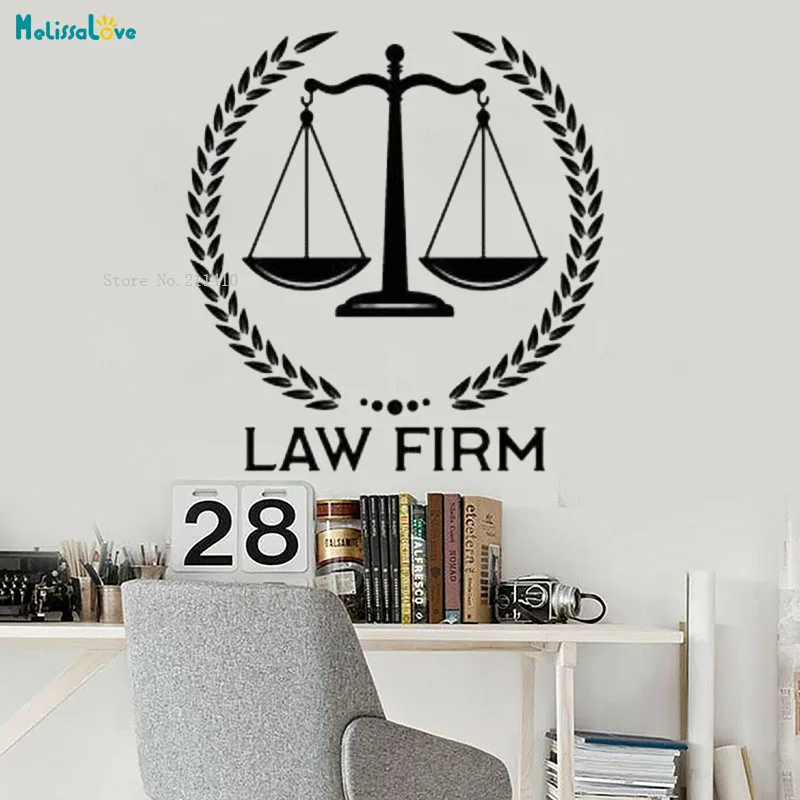 Law Firm Court Vinyl Wall Decal Scales Of Justice Office Style Stickers An Important Part Of New Company Development YT4147