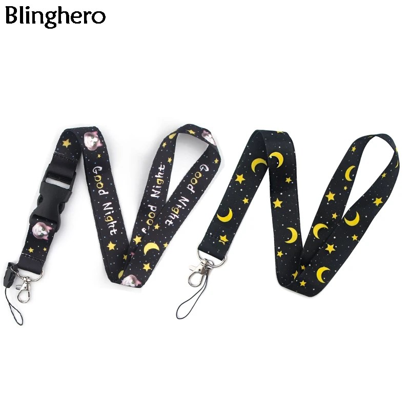 

Blinghero Lanyard ID Badge Holder Good Night Cat Print Lanyard for Key Camera Whistle Hang Rope Lanyards Gift for Friends BH0592