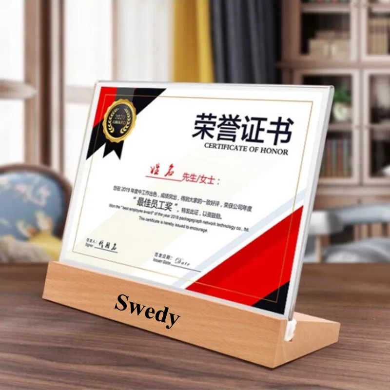 A6 T / L Shape Table Signboard Double-sided Acrylic Sign Holder Display Card Rack Menu Paper Holder Stand