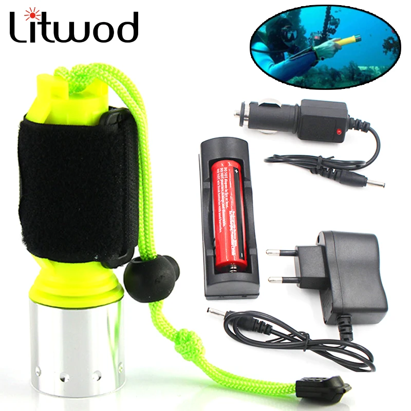 XM-L2 U3 T6 Professional Diving LED Flashlight Waterproof IP88 Underwater 20 Meter Torch 5 Colors White Green Blue Red Lantern