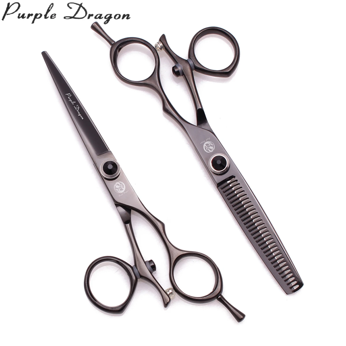 

Rotated Thumb Hairdressing Scissors Purple Dragon 6" Japan 440C Hair Cutting Scissors Thinning Shears 9019# Gold Barber Scissors