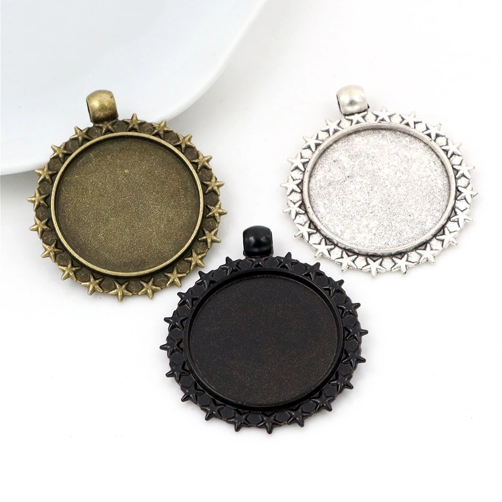 

New Fashion 5pcs 25mm Inner Size 3 Colors Stars Style Cabochon Base Setting Charms Pendant