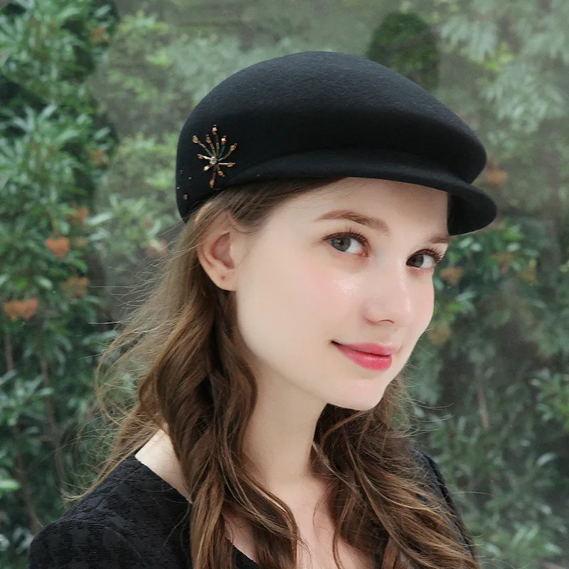 

H7782 Women Wool Beret Hat Fall Winter Female Warm Elegant Thick Berets Cap Lady Shopping Party Church High Quality Fashion Hats