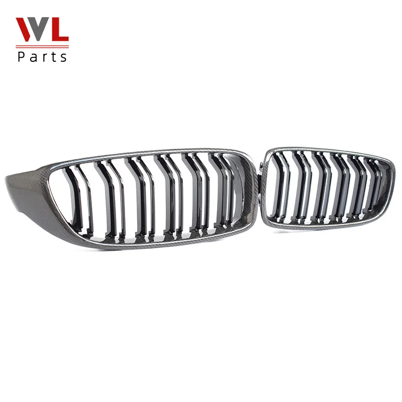 Car Carbon Fiber Front Bumper Kidney Grille Gloss Black For BMW 4 Series F32 F33 F36 F80 F82 F83 M3 M4 Racing Grills  2013-2019