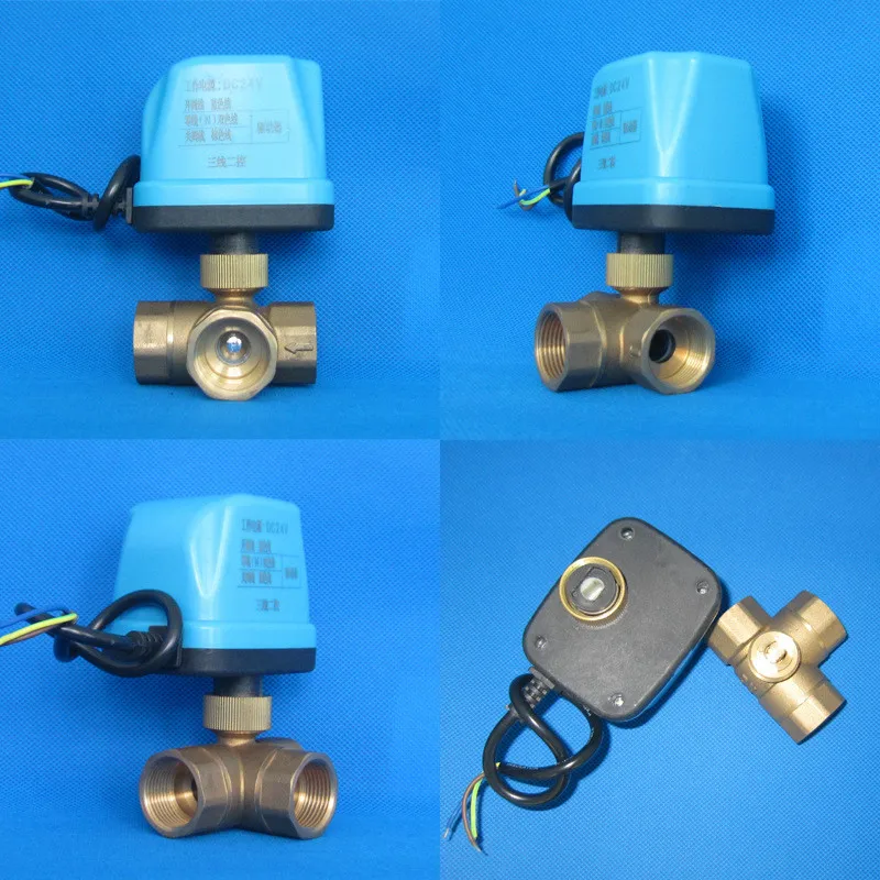 DN15-DN40 DC5V DC12V DC24V AC220V 3 way Three line two way control valves  electric  motorized ball valve  T typle ball valve