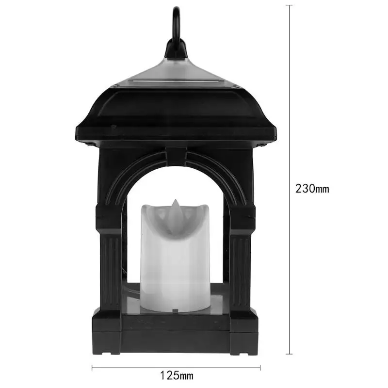 Baru Lampu LED Tenaga Surya Bentuk Lentera Lilin IP44 Tahan Air Lampu Gantung Rumah Luar Ruangan Tembaga Perunggu Hitam dengan Braket 8 Jam