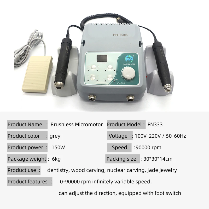 Sprzęt dentystyczny Narzędzie dentystyczne Wysokobrotowa polerka do paznokci Master do polerowania jadeitu, biżuterii i zębów FN333 90000PRM