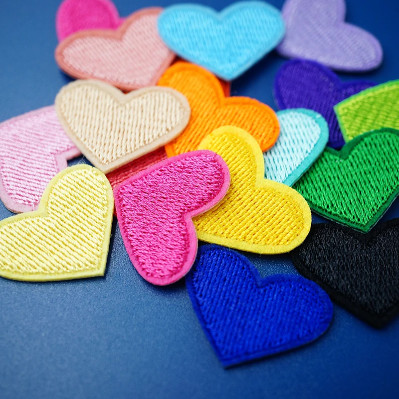 Colored Hearts Pink Green Blue Iron On Patch Embroidered Applique Sewing Clothes Stickers Garment Apparel Accessories Badge