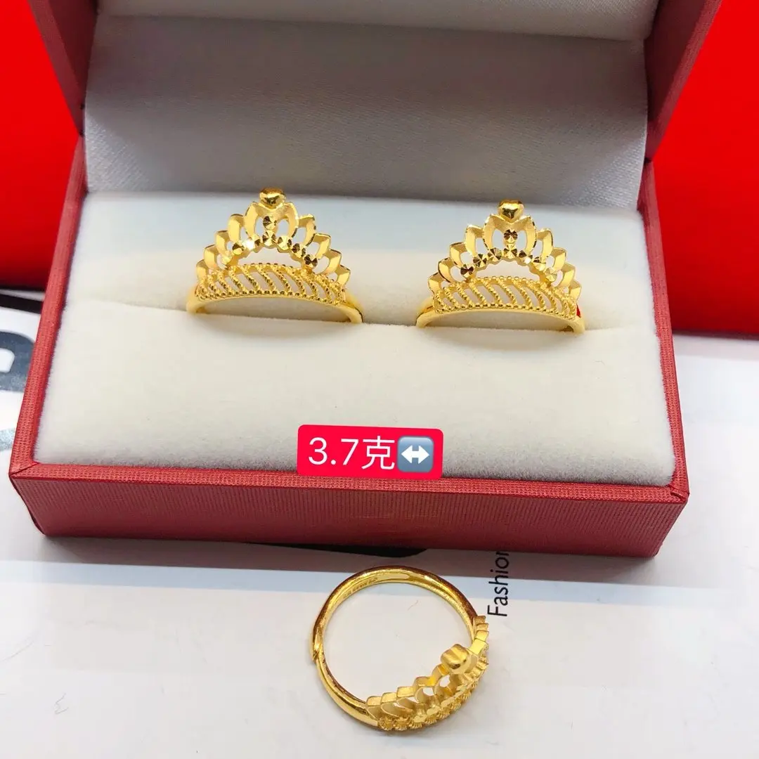 HX 24K Pure Gold Ring Real AU 999 Solid Gold Rings Elegant Shiny Heart Beautiful Upscale Trendy Jewelry Hot Sell New 2023