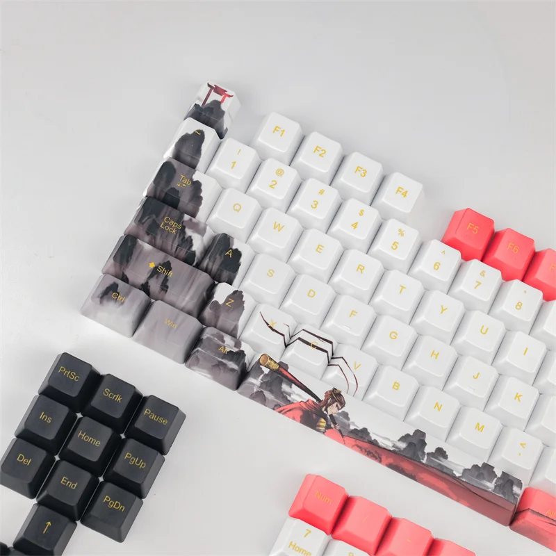 Wholesale 108 Keys Wukong Keycaps PBT Sublimation OEM Profile Keycap For Gateron Kailh Cherry MX Switches Mechanical Keyboard