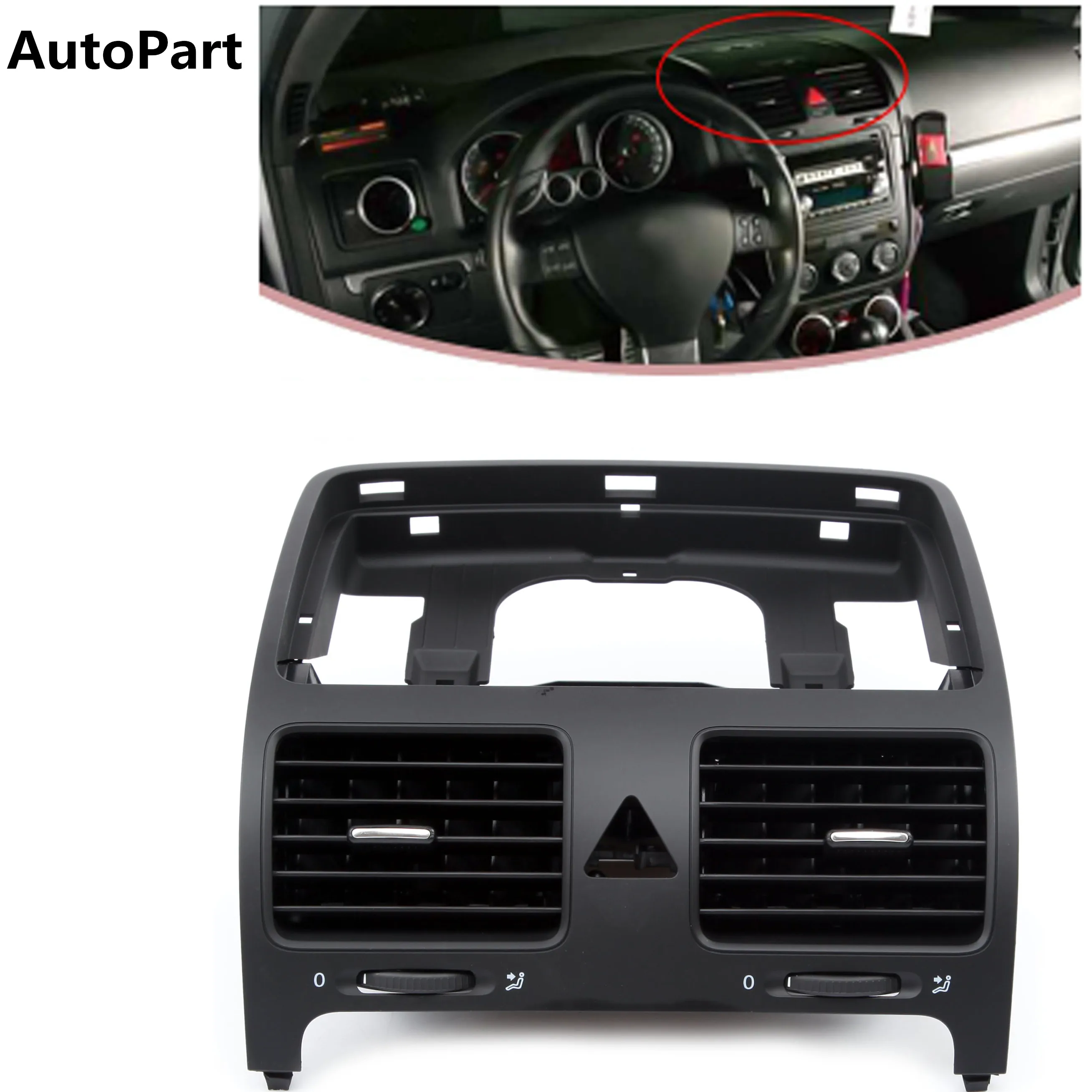 1K0 819 728 F Front Dash Central Air Outlet Vent Part For VW Jetta Golf GTI Rabbit MK5 Without Hole 1K0 819 728 F 1K0819728H