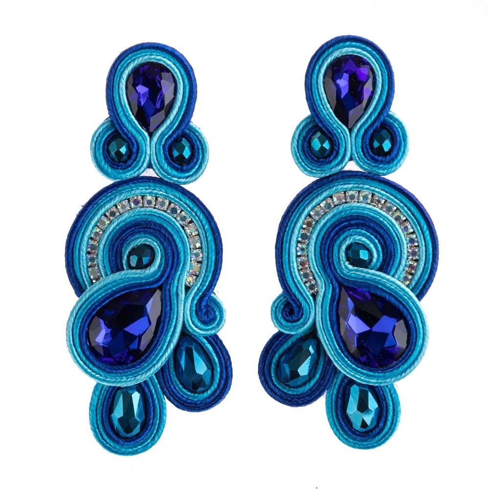 KpacoTa Fashion Soutache Earrings ethnic boho Design Handmade Weaving women\'s Drop Earring 2023 apparel Accessories green white
