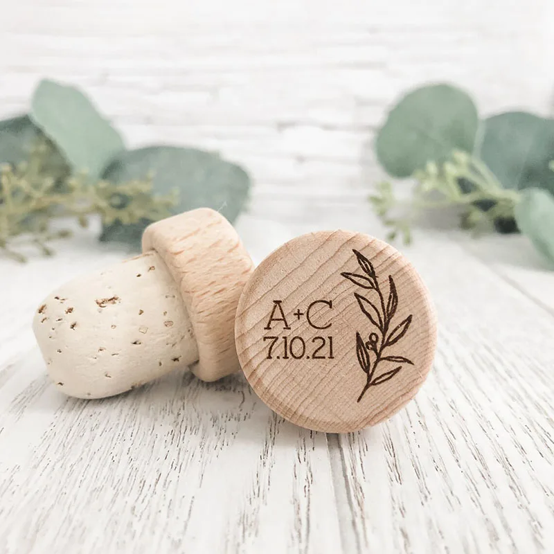 

Personalized Wine Bottle Stopper, Cork Bottle Stopper Wedding Favors, wood engraved Wedding Anniversary Gift