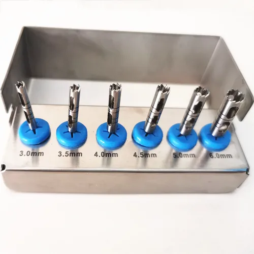 Imagen 2 del producto Kit de implantes dentales, instrumentos quirúrgicos, Trephine, Bur, largo, 6 piezas, nuevo