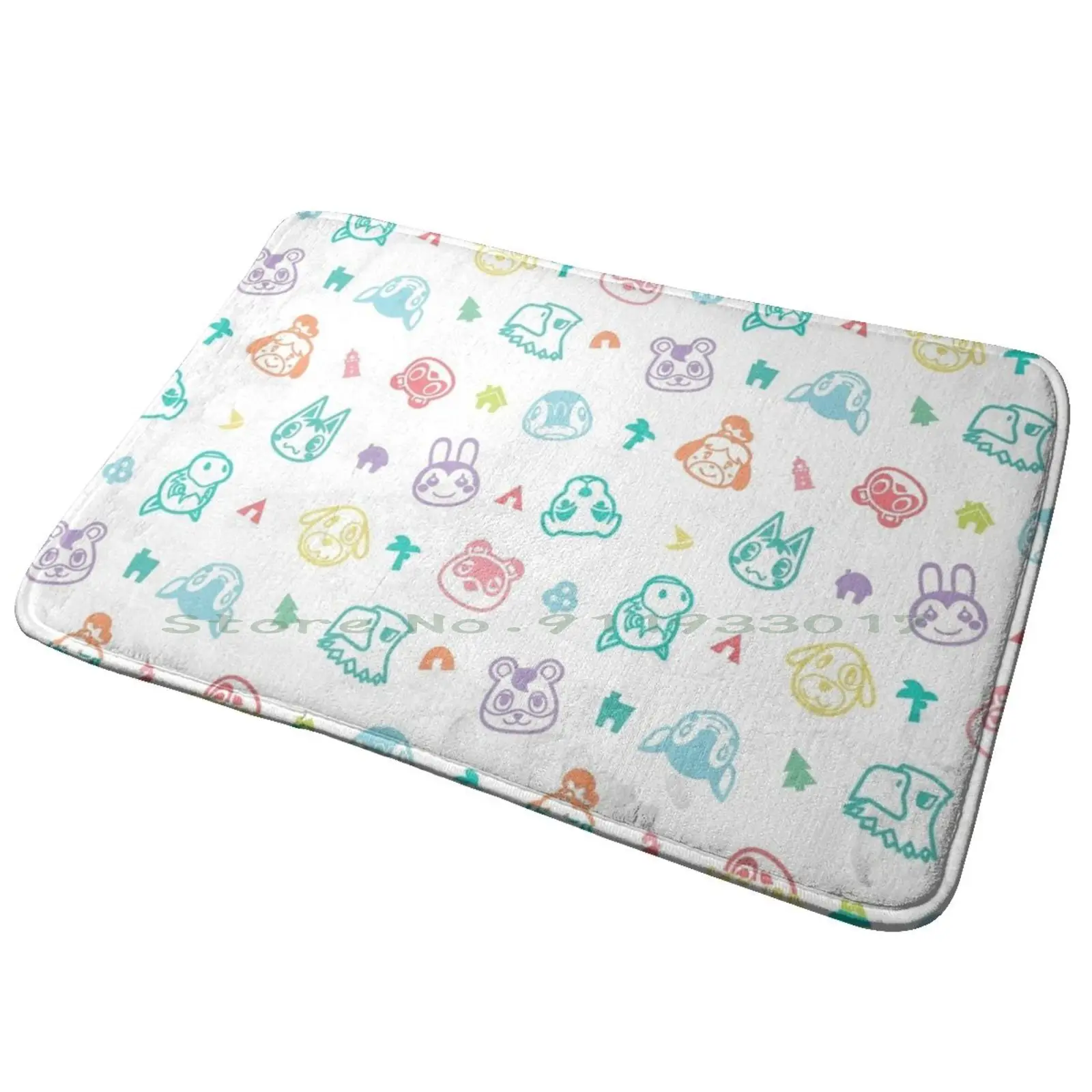 Cute Animal Entrance Door Mat Bath Mat Rug Acnh Acnl Isabelle Tom Nook Animal New Horizons Animal New Leaf Anti-Slip Bedroom