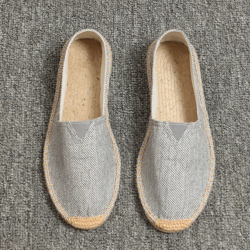 Men Fashion Flats Plimsolls Solid Canvas Shoes Casual Linen Loafers Lovers Shoes Male hemp Espadrille Fisherman Shoes 569po