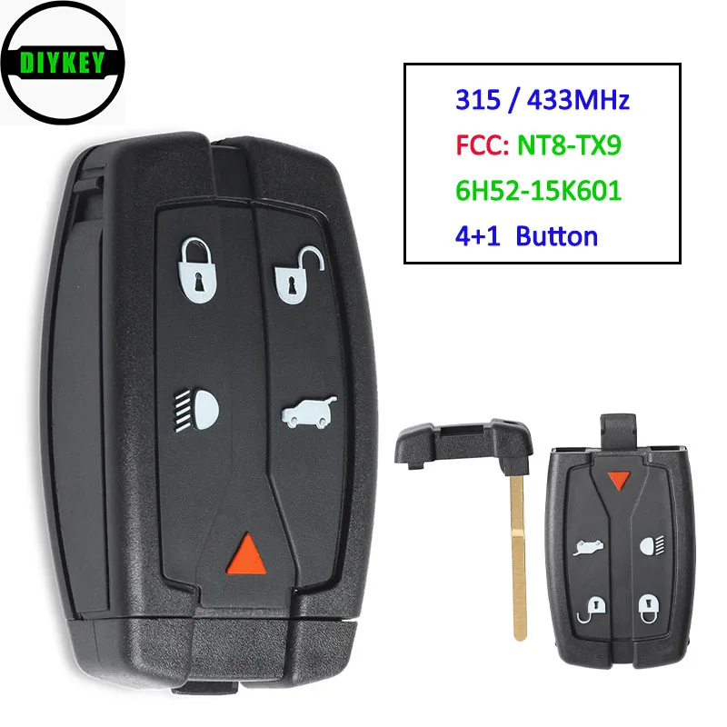 DIYKEY-funda de mando a distancia inteligente, 315/ 433MHz, FCC: NT8-TX9, 4 + 1, 5 botones, 2006-2012 para Range Rover Freelander, para 2 LR 2008-2012