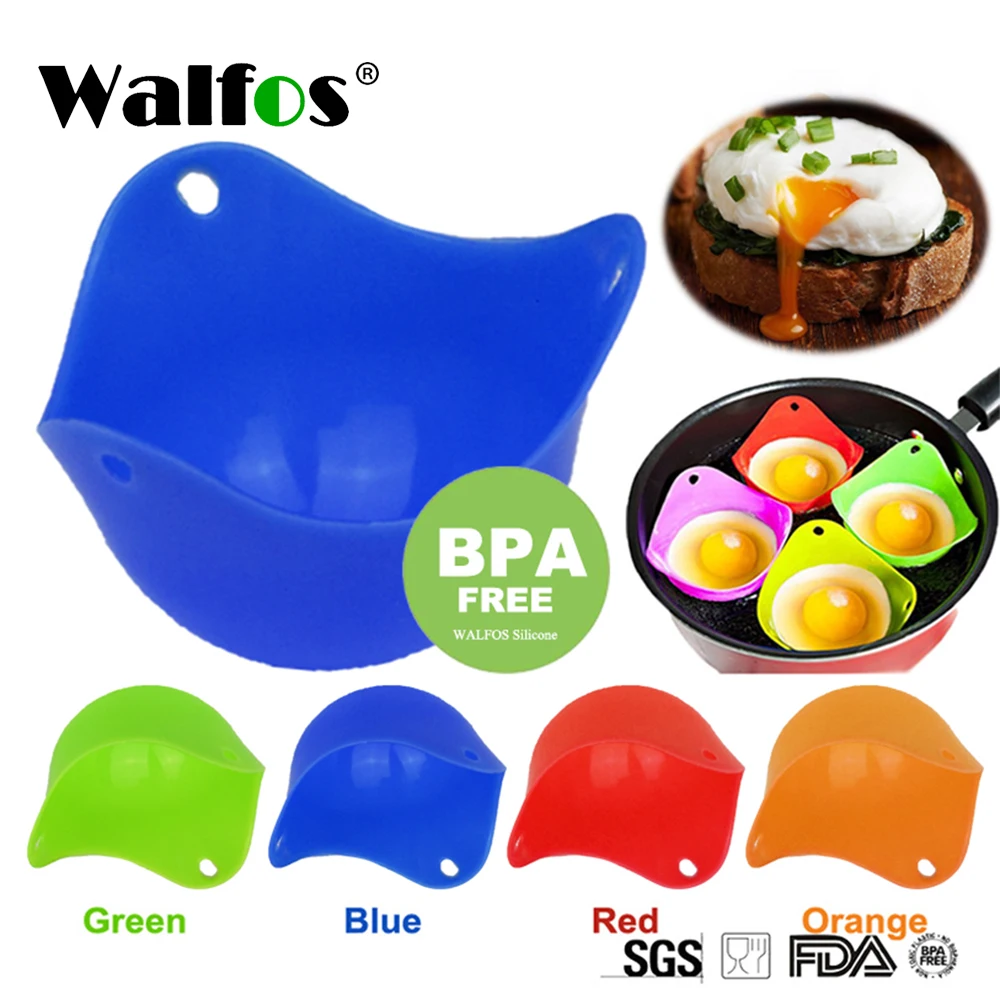 

WALFOS FOOD GRADE Flexibe Silicone Egg Poacher Cook Poach Pods Kitchen Tool Baking Poached Cup Egg Kitchen Cooking Tools