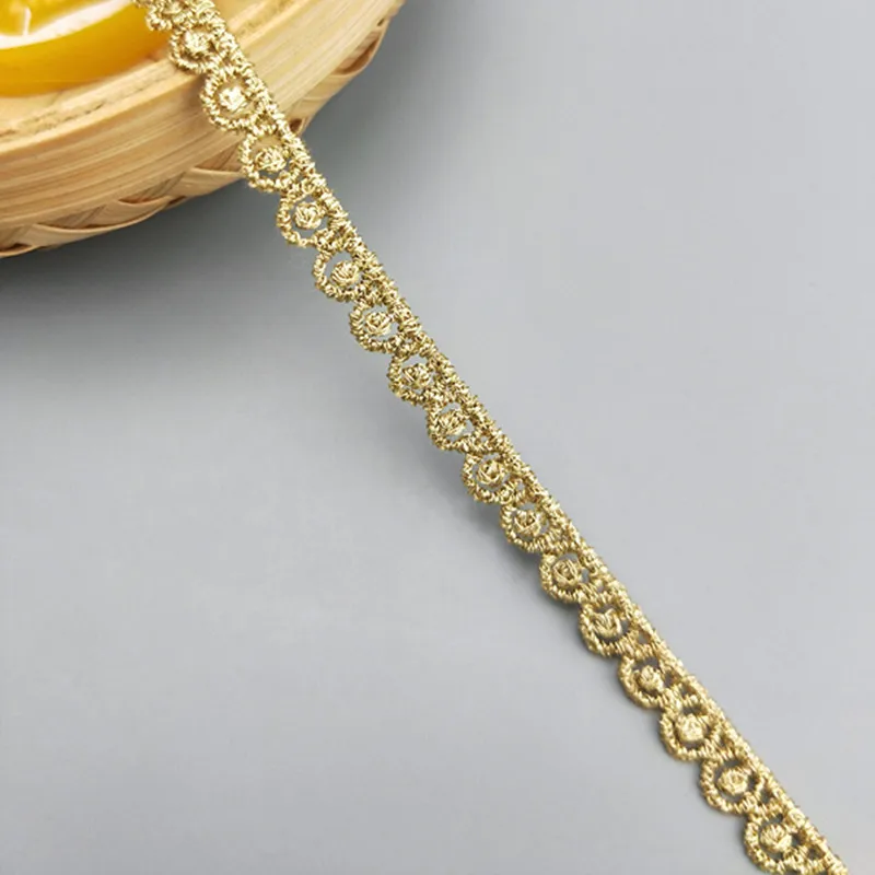 zsbszc neue 2 Yards Breite 0,6CM genähte goldene Spitzenborte, Flechtspitze, DIY-Bekleidungszubehör, Makramee-Stickereispitze, kostenloser Versand JDB72 – Detail 3