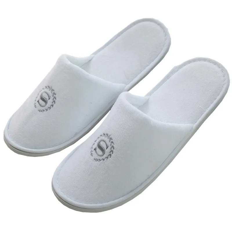 5Pairs/Lot White Terry fleece Men Women Kids Cheap Disposable Hotel Slippers Cotton Slides Home Travel SPA Slipper Hospitality