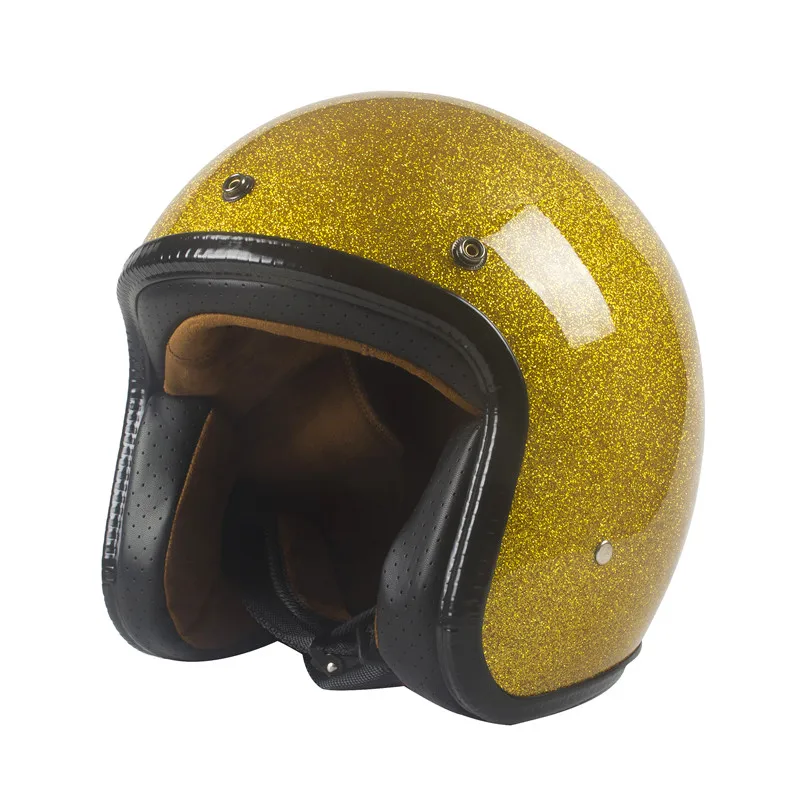 Casque de Moto Vintage à Visage Ouvert à 3/4 °, Rétro, Approuvé par le DOT