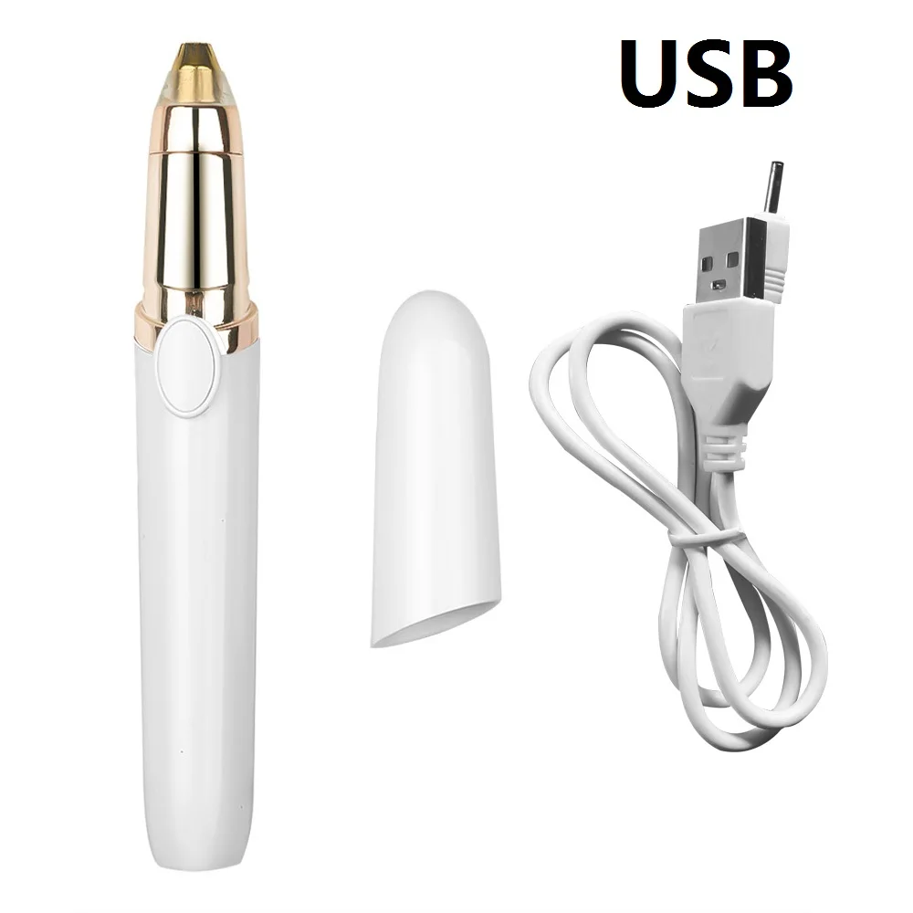 Tondeuse à sourcils électrique aste par USB pour femme, mini épilateur, rouge à lèvres, rasoir indolore, épilateur facial