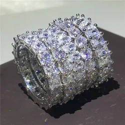 Handmade Eternity Promise ring 925 Sterling Silver AAAA cz Engagement Wedding Band Rings for women Men Finger Party Jewelry