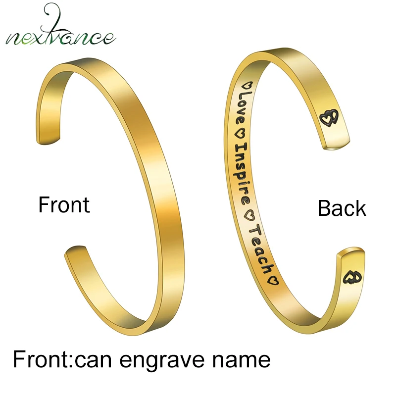 

Nextvance Engrave Name words Personalized Engraving Letter Bracelet Couple Stainless Steel Adjustable Bangles for Lovers Gift