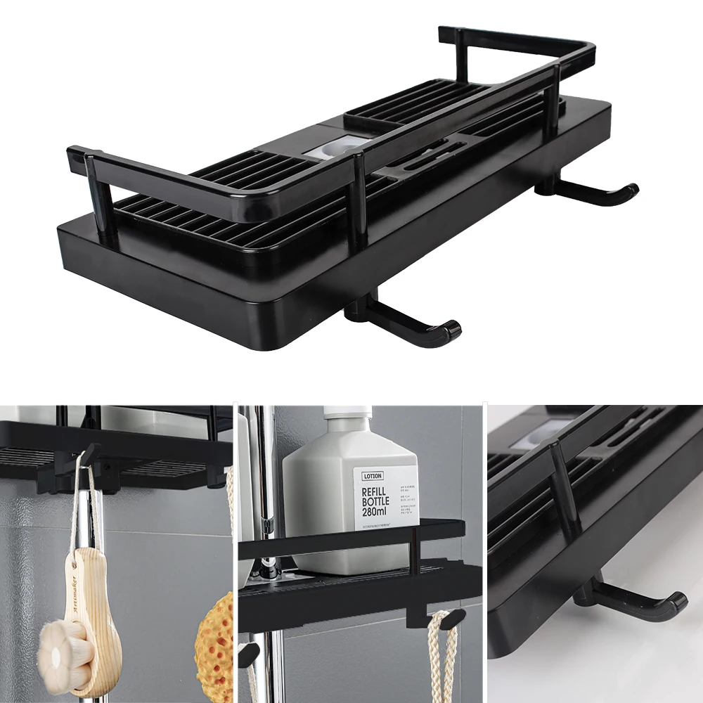 Floating Shelf Shower Storage Holder Rack No Drilling Shampoo Tray Stand Detachable Bathroom Organizer For Wall Household Item