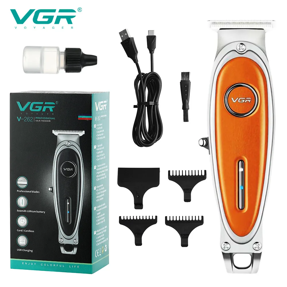 VGR 262 Hair Clipper Professional ใหม่ Retro ชาร์จ Personal Care Clippers หนังแบบพกพาตัดผม Trimmer สำหรับชาย VGR V262