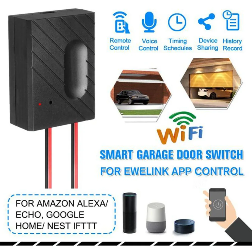 Smart Garage Door Opener DC5V Mobile Phone Remote Tuya Smart Life App Controller Support Alexa & Google Assistant No need Hub