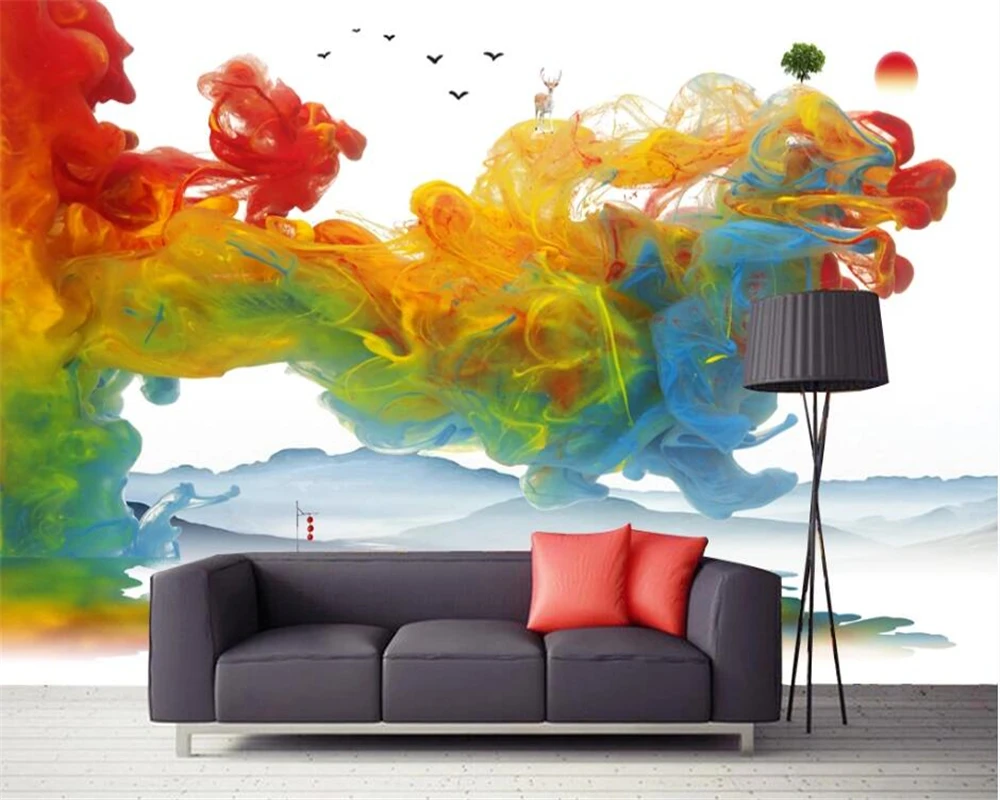 

beibehang Customized decorative painting papel de parede wallpaper Nordic minimalist abstract watercolor smoke background