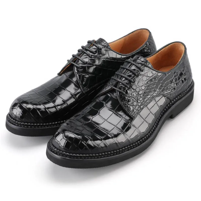 High-End Handmade Custom Crocodile Belly Shoes Men'S Business Casual Dress Shoes Elegant Black Wedding Shoes Goodyear Welted 44