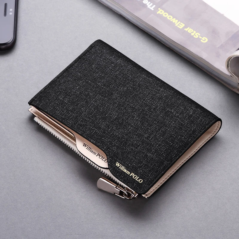 WILLIAMPOLO Canvas Men Wallet Cash Holder Removable Card Case For Driving License Coin Purse with Gift Box Man Wallet #181370