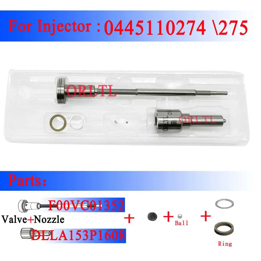 

ORLTL nozzle DLLA153P1608 valve F00VC01352, sealing rings, ball, ball sets diesel injector repair kits for 0445110275 338004a500