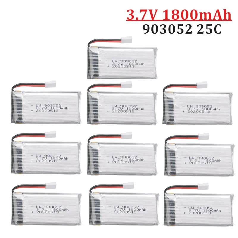 1/2/5/10PCS 3.7v 1800mAh Rechargeable Battery for SYMA X5SW X5 X5S X5C M18 H5P KY601S 903052 3.7v Lipo battery with XH2.54 Plug