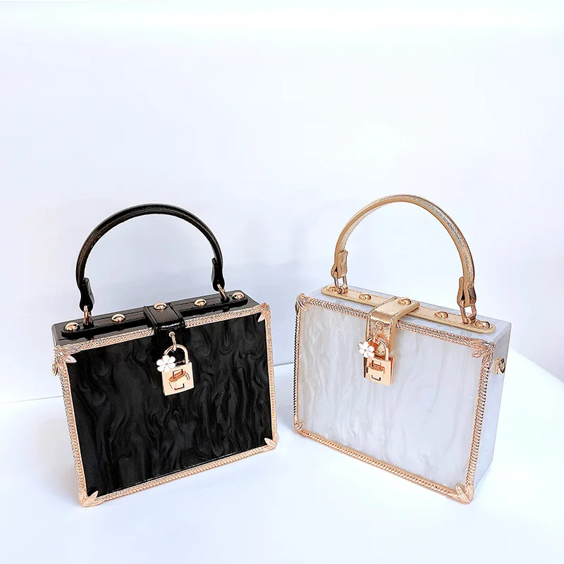 Luxury White Acrylic Box Party Handbag for Women Designer Purses Fashion Shoulder Bag Chic Wedding Evening Bag Top Handle Bags