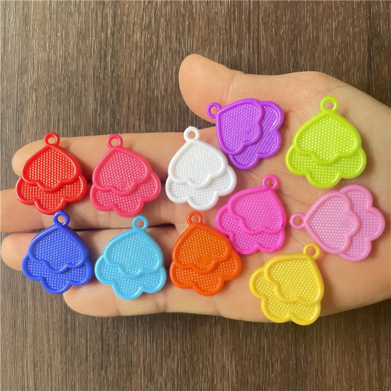 JunKang 50pcs mixed batch of colorful various hollow peach heart pendants DIY handmade jewelry handicraft connector