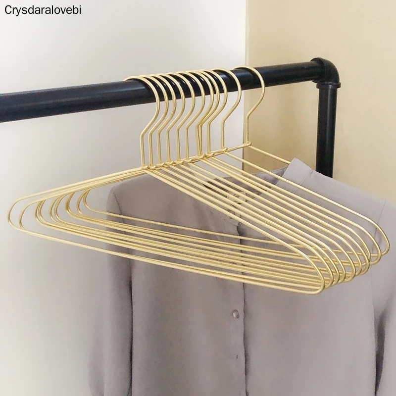 

10pcs Clothes Hangers Heavy Duty Metal Strong Non-Slip Clothing Coat Hanger For Bedroom Gold Silver Wardrobe Storage Organizer