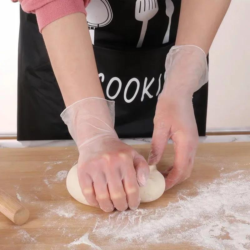 100PCS PVC Gloves Single Used Environmental Protection Gloves Hygiene Transparent Food Grade Protection Isolation for cook BBQ