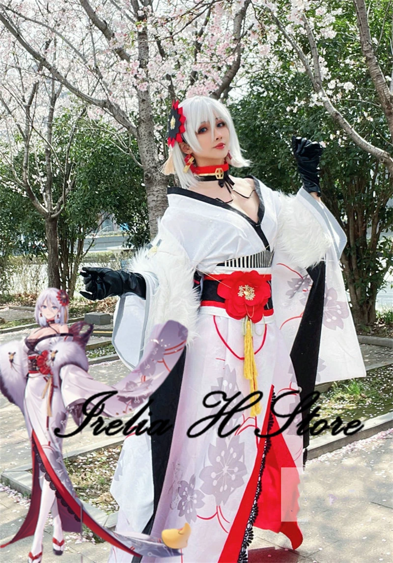 Irelia H Store Tirpitz Azur Lane Cosplays Lunar Tirpitz  Cosplay Costume Belfast Happy New Year Kimono Custom made size